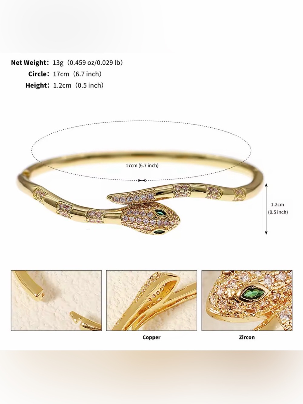 Serpenti Gold PavΓ© Snake Wrap Bracelet β Fashion Jewelry - Picture 3 of 4